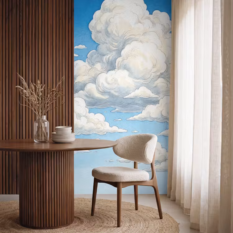 Behang - Wolken - Blauwe lucht - Natuur - Modern - Wit — 4