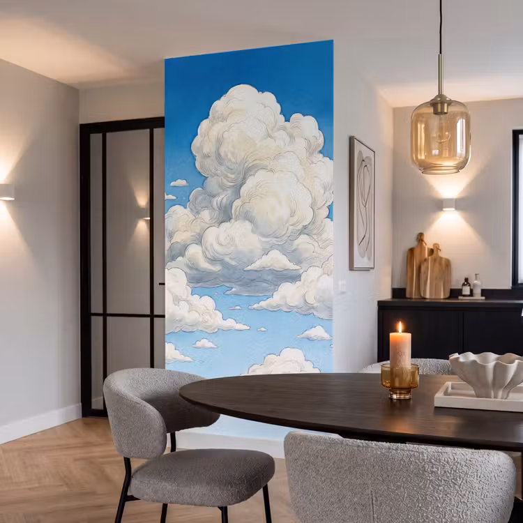 Behang - Wolken - Blauwe lucht - Natuur - Modern - Wit — 5
