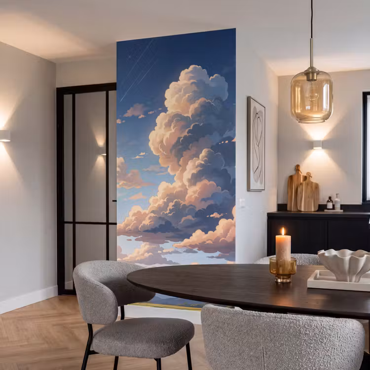 Behang - Wolken - Daghemel - Natuur - Illustratie - Oranje — 5