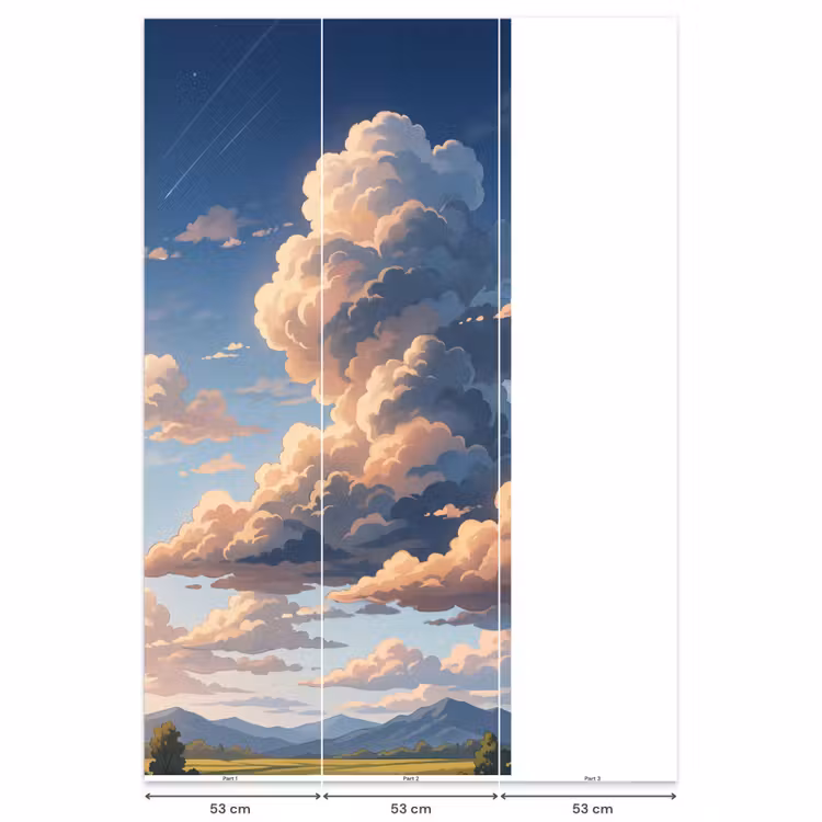 Behang - Wolken - Daghemel - Natuur - Illustratie - Oranje — 6