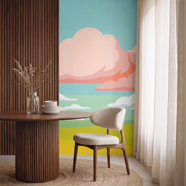 Behang - Wolken - Roze - Natuur - Modern - Pastel — 4