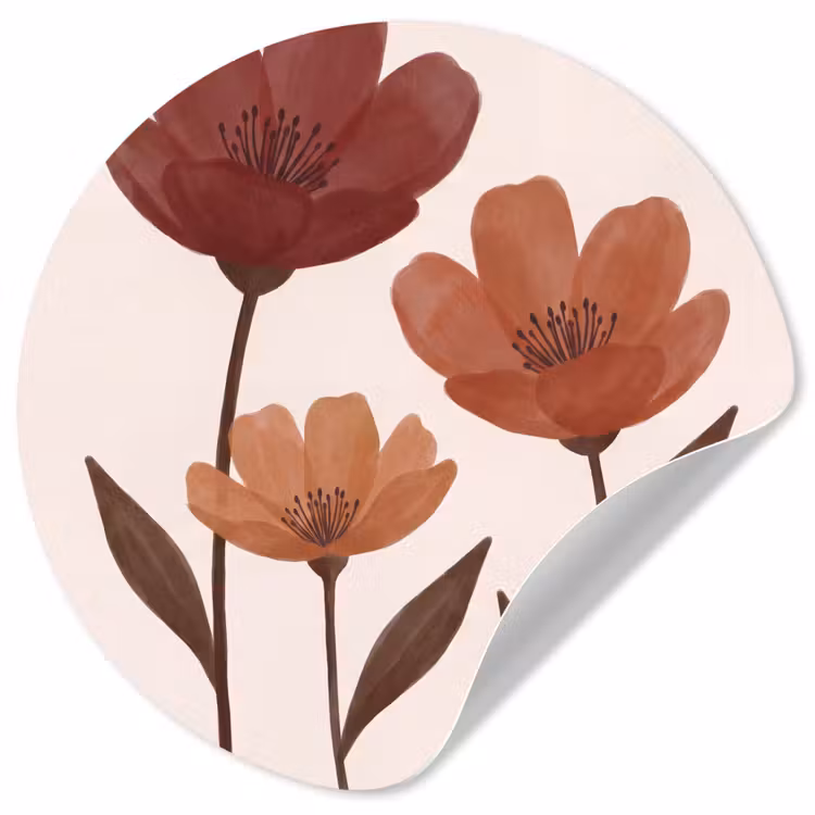 Behangcirkel - Bloemen - Abstract - Modern - Bruin - Decoratief — 1