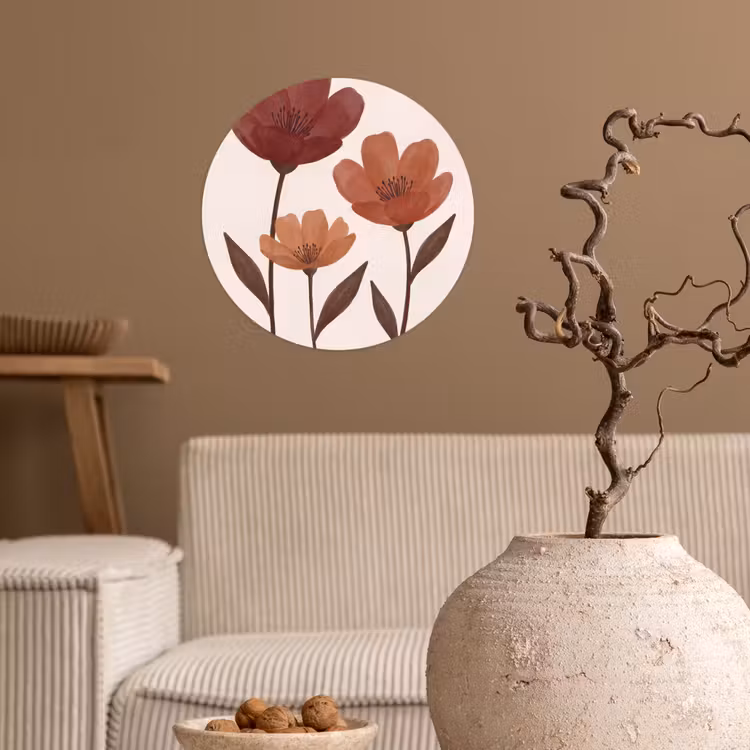 Behangcirkel - Bloemen - Abstract - Modern - Bruin - Decoratief — 2