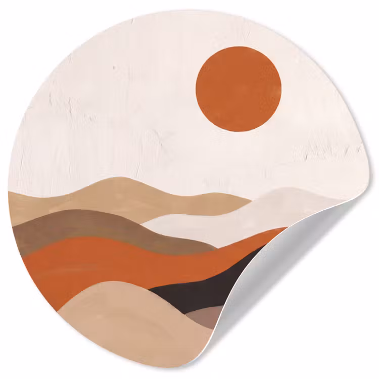 Behangcirkel - Landschap - Heuvels - Zon - Abstract - Oranje — 1