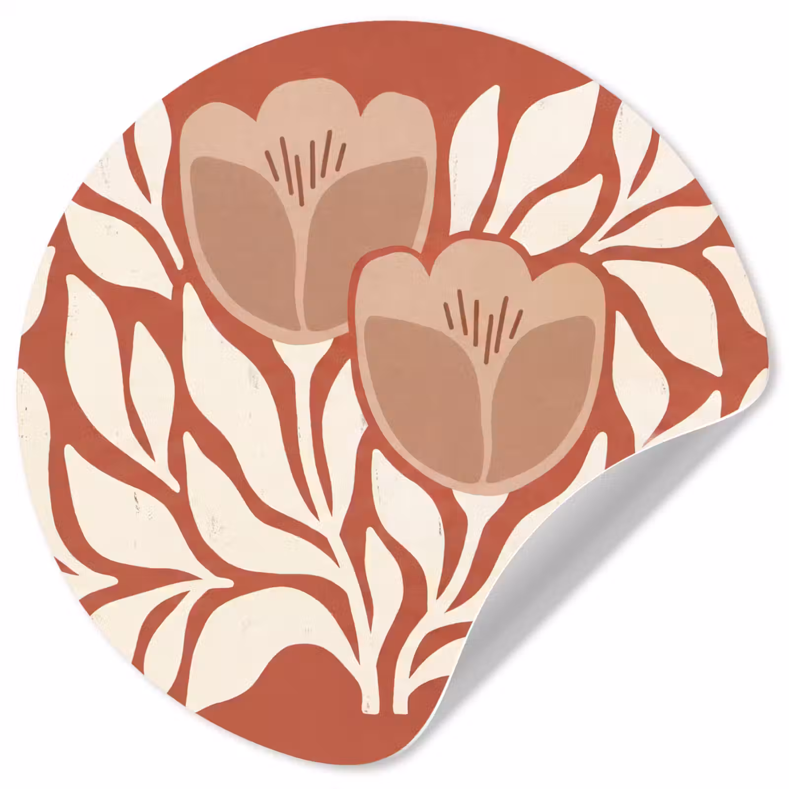 Behangcirkel - Bloemen - Abstract - Modern - Beige - Natuur — 1