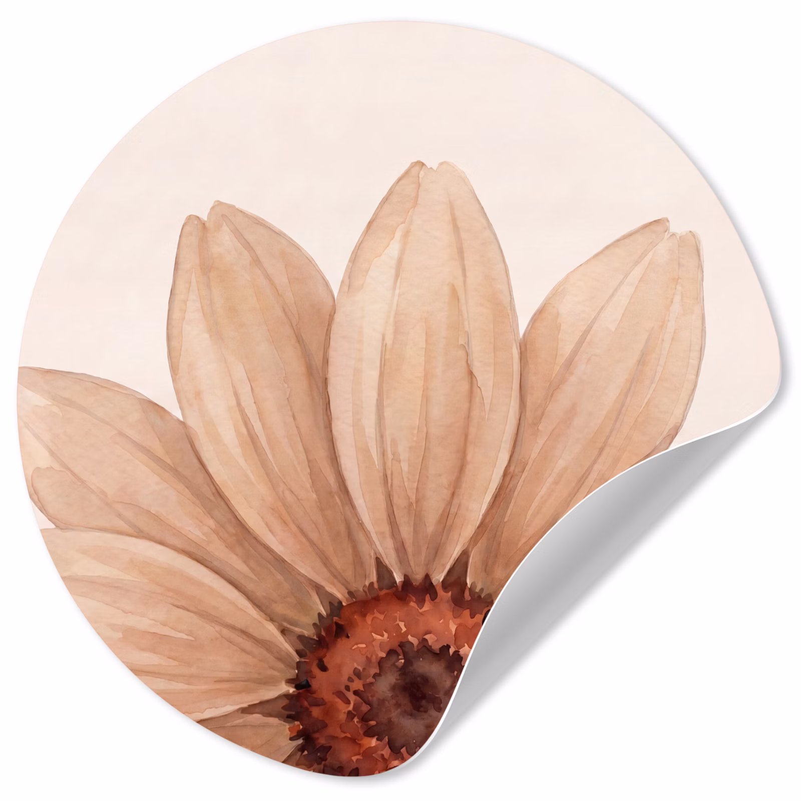 Behangcirkel - Bloemen - Bloemblad - Natuur - Aquarel - Beige — 1