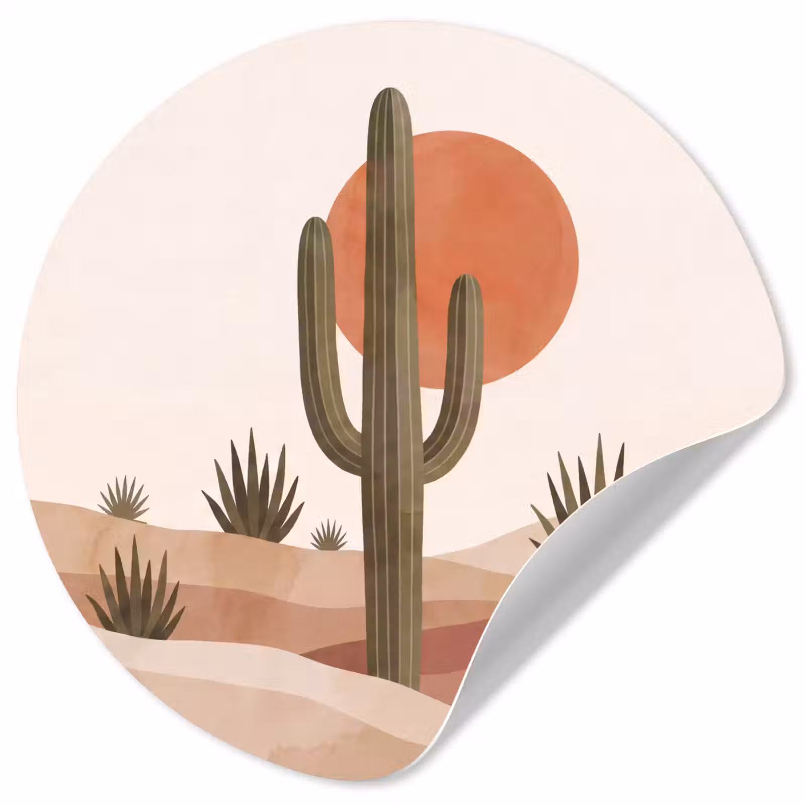 Behangcirkel - Cactus - Duinen - Modern - Landschap - Groen — 1