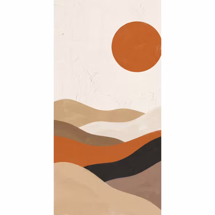 Behang - Landschap - Heuvels - Zon - Abstract - Oranje — 2