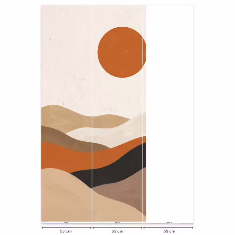 Behang - Landschap - Heuvels - Zon - Abstract - Oranje — 6
