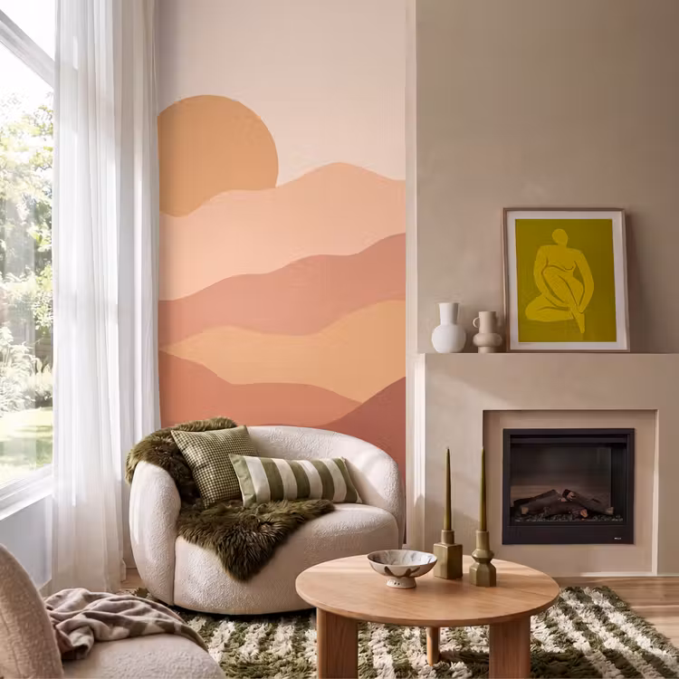 Behang - Natuur - Heuvels - Abstract - Modern - Oranje — 1