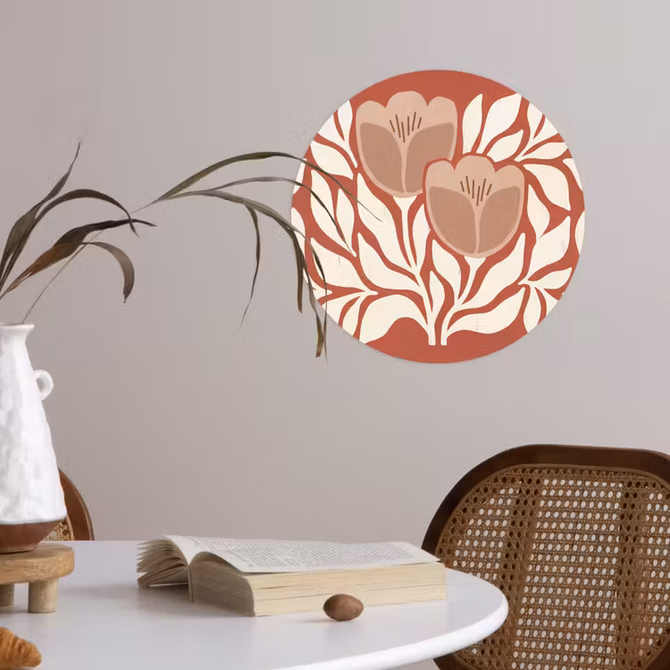 Behangcirkel - Bloemen - Abstract - Modern - Beige - Natuur — 4