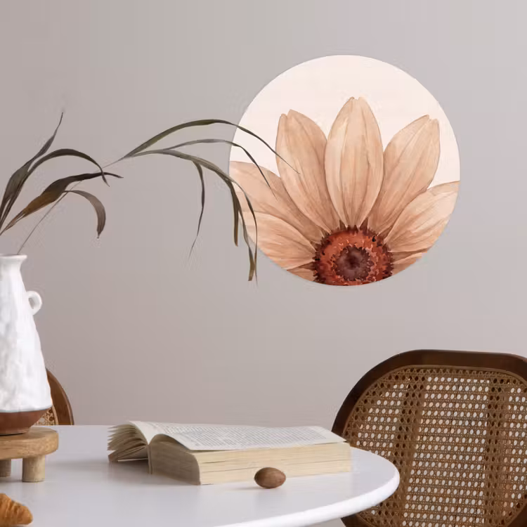 Behangcirkel - Bloemen - Bloemblad - Natuur - Aquarel - Beige — 4