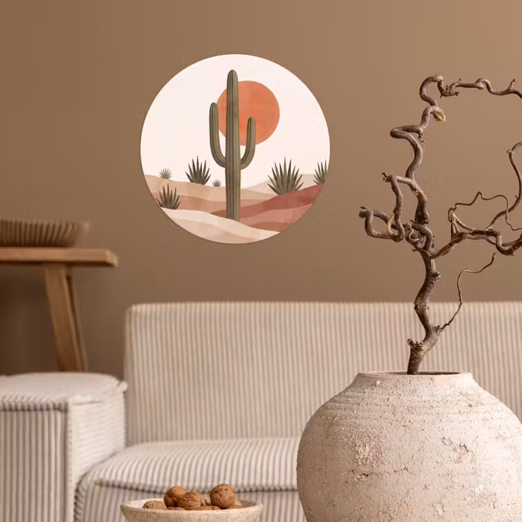 Behangcirkel - Cactus - Duinen - Modern - Landschap - Groen — 2