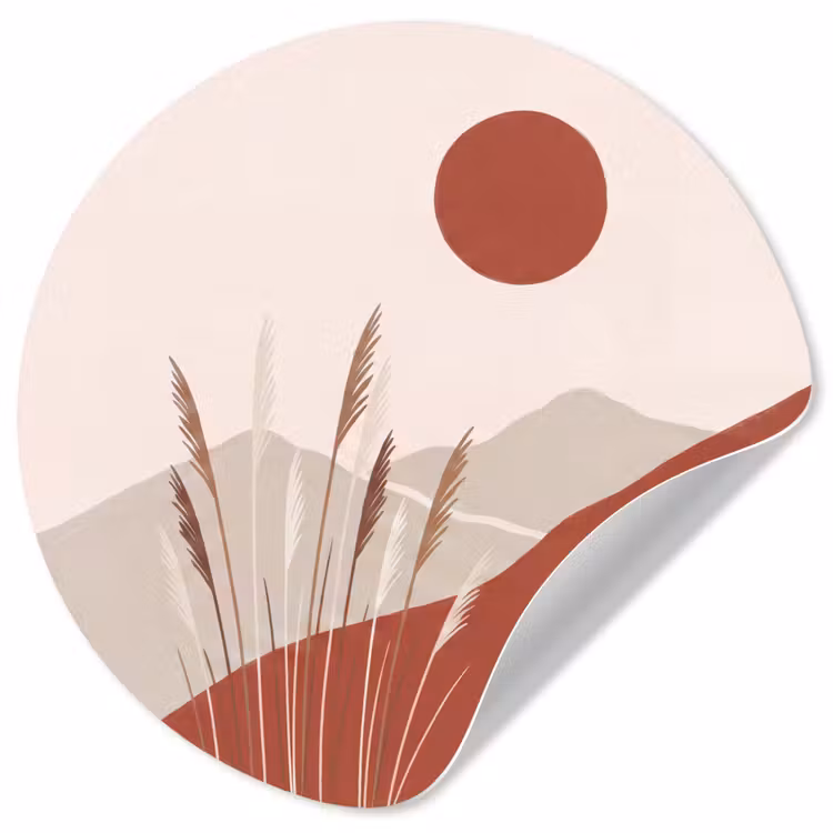 Behangcirkel - Gras - Landschap - Natuur - Abstract - Beige — 1