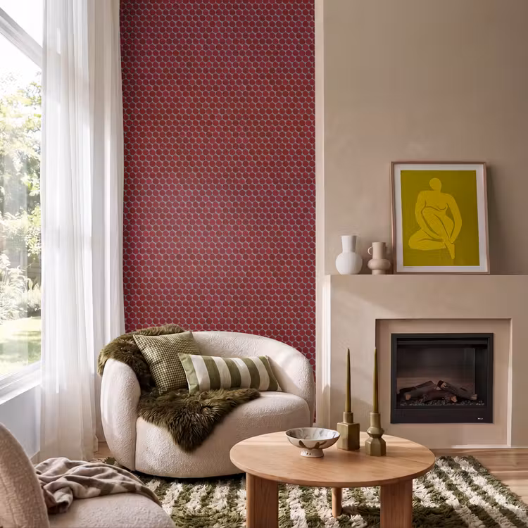 Behang - Penny - Mozaïek - Rond - Rood — 1
