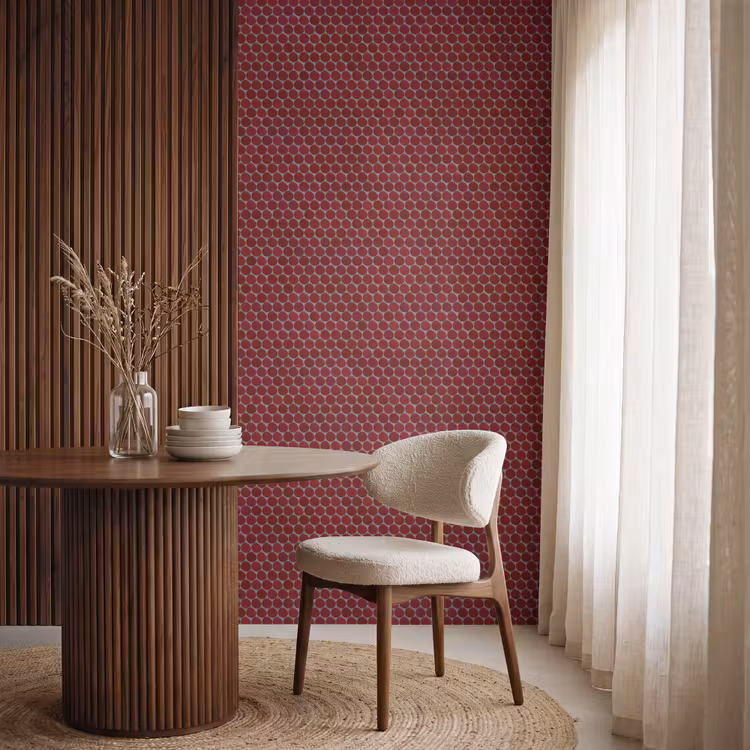 Behang - Penny - Mozaïek - Rond - Rood — 4