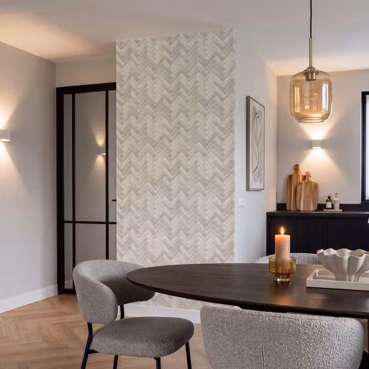 Behang - Visgraat - Wandtegel - Beige — 5
