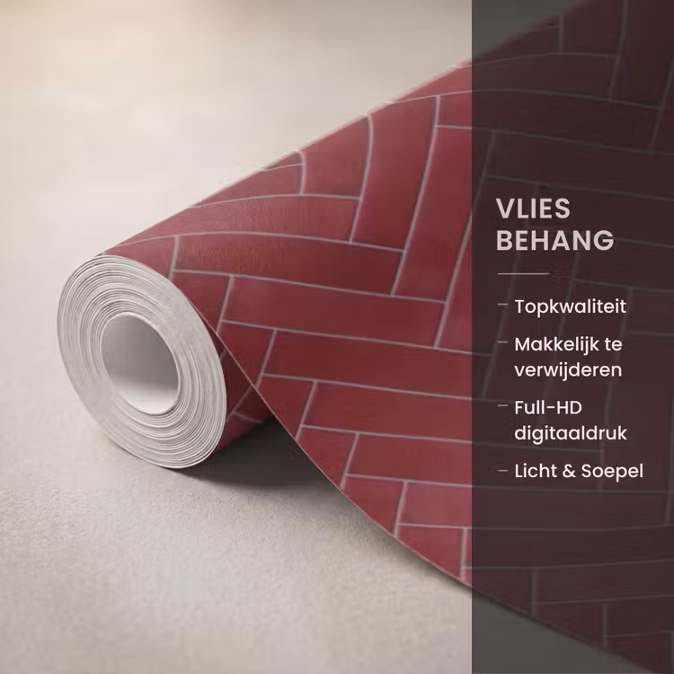 Behang - Visgraat - Wandtegel - Bordeaux - Rood — 3