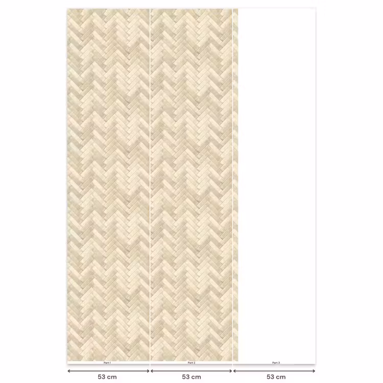 Behang - Visgraat - Wandtegel - Licht Beige — 6