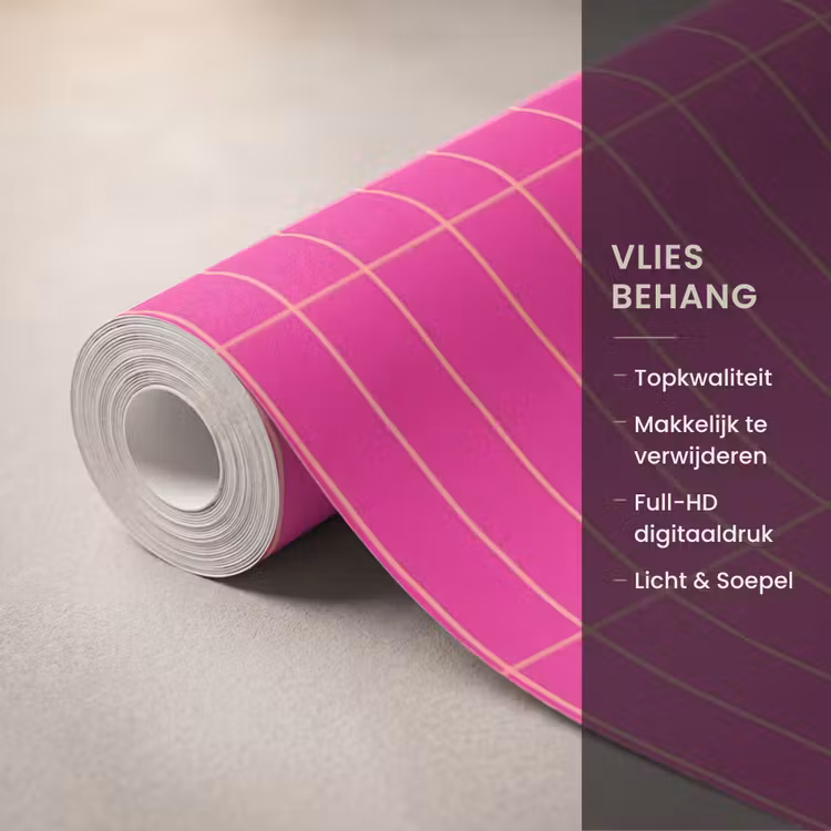 Behang - Patroon - Tegel - Magenta - Roze — 3
