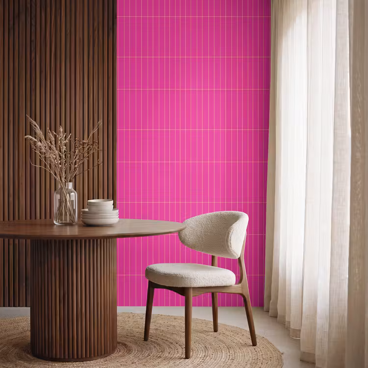 Behang - Patroon - Tegel - Magenta - Roze — 4