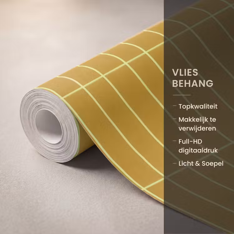 Behang - Tegels - Verticaal - Mosterdgeel — 3