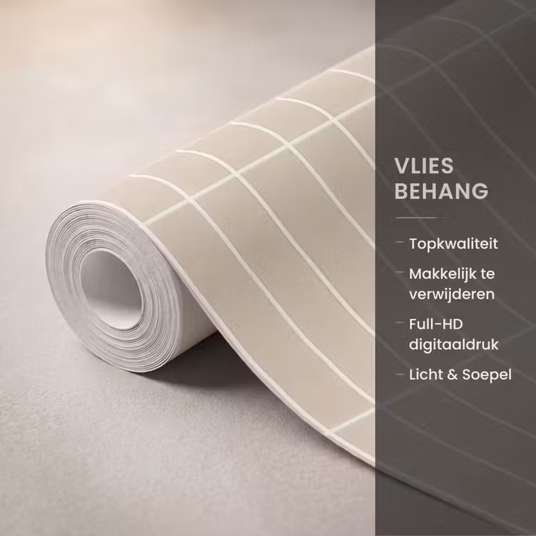 Behang - Verticaal - Wandtegel - Crème - Beige — 3