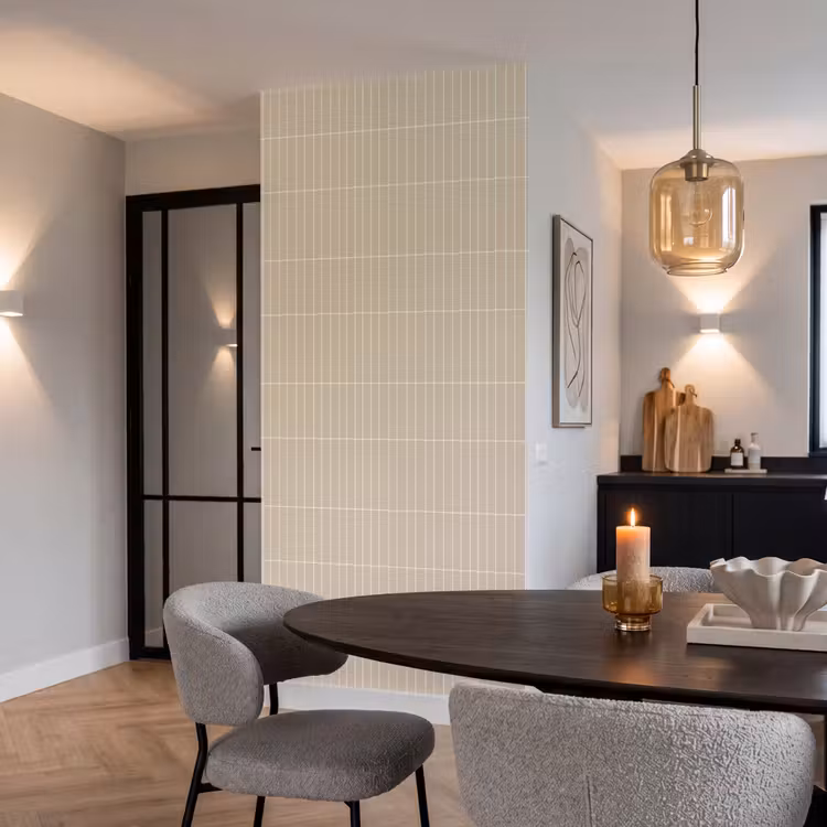 Behang - Verticaal - Wandtegel - Crème - Beige — 5