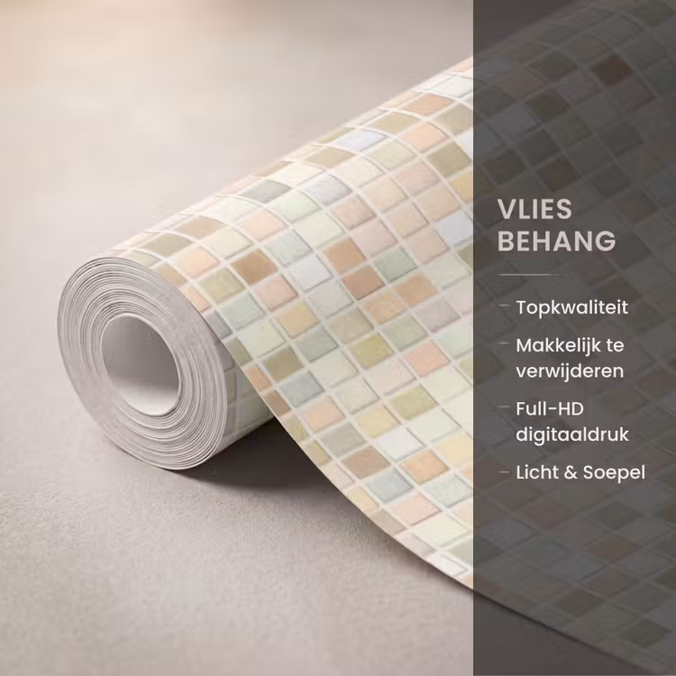 Behang - Mozaïek - Patroon - Beige — 3