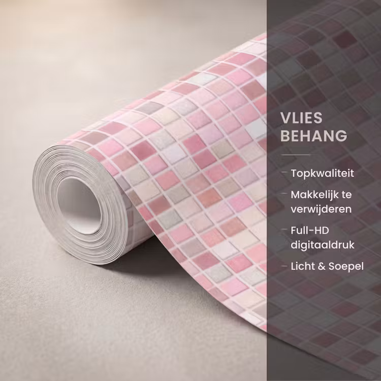 Behang - Mozaïek - Patroon - Roze — 3