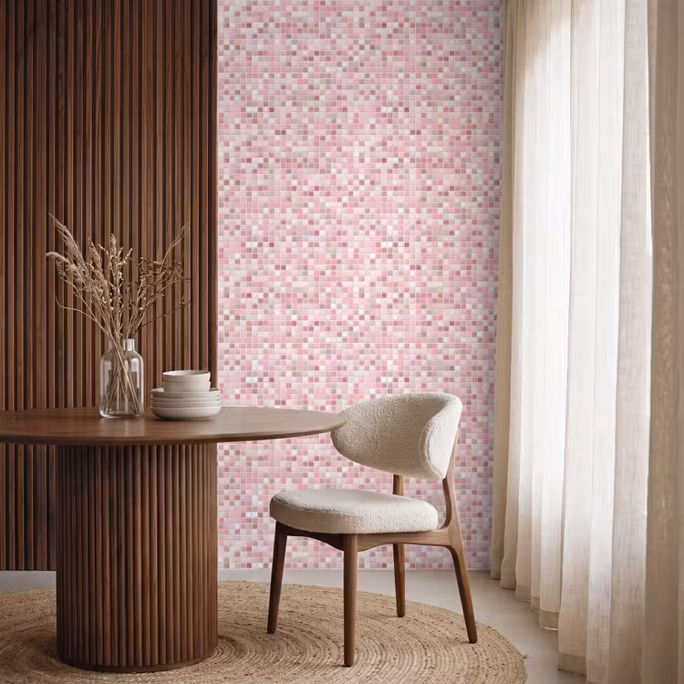 Behang - Mozaïek - Patroon - Roze — 4