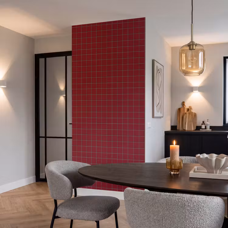 Behang - Patroon - Tegels - Burgundy — 5