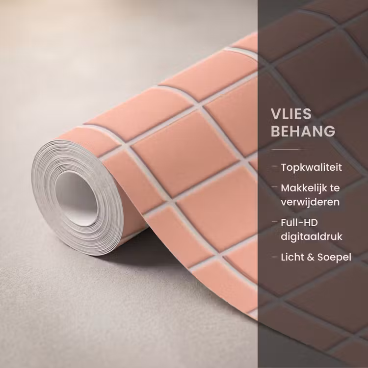 Behang - Patroon - Tegels - Perzik — 3