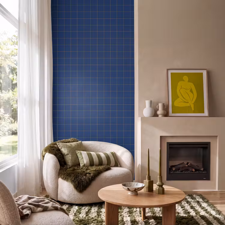 Behang - Tegel - Patroon - Blauw — 1
