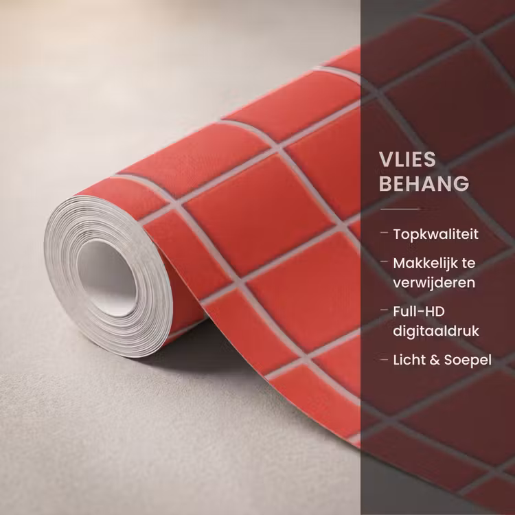 Behang - Tegel - Patroon - Kersen - Rood — 3