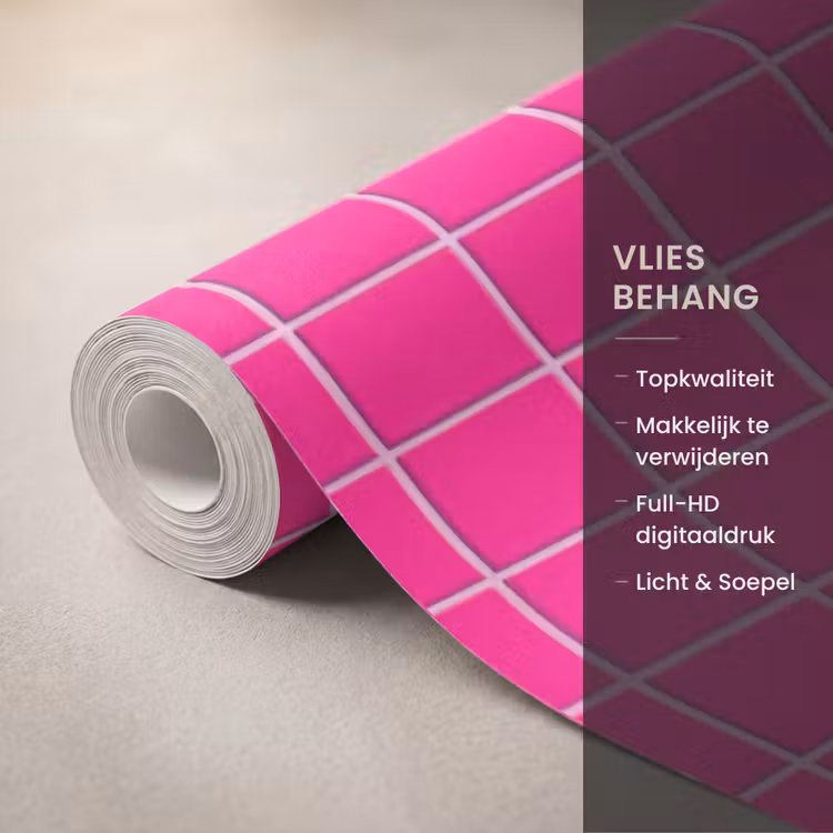 Behang - Tegels - Vierkant - Fuchsia — 3