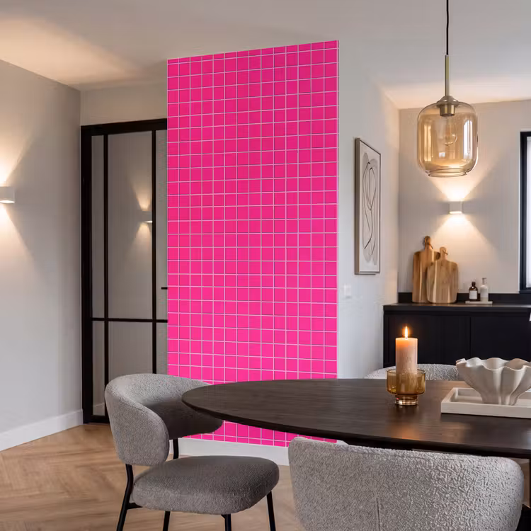 Behang - Tegels - Vierkant - Fuchsia — 5