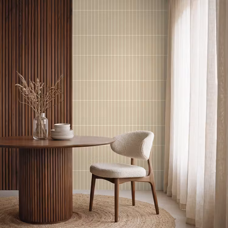Behang - Verticaal - Wandtegel - Zand - Beige — 4