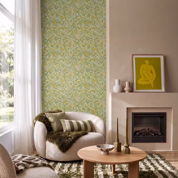 Behang - Mozaïek - Patroon - Groen — 1