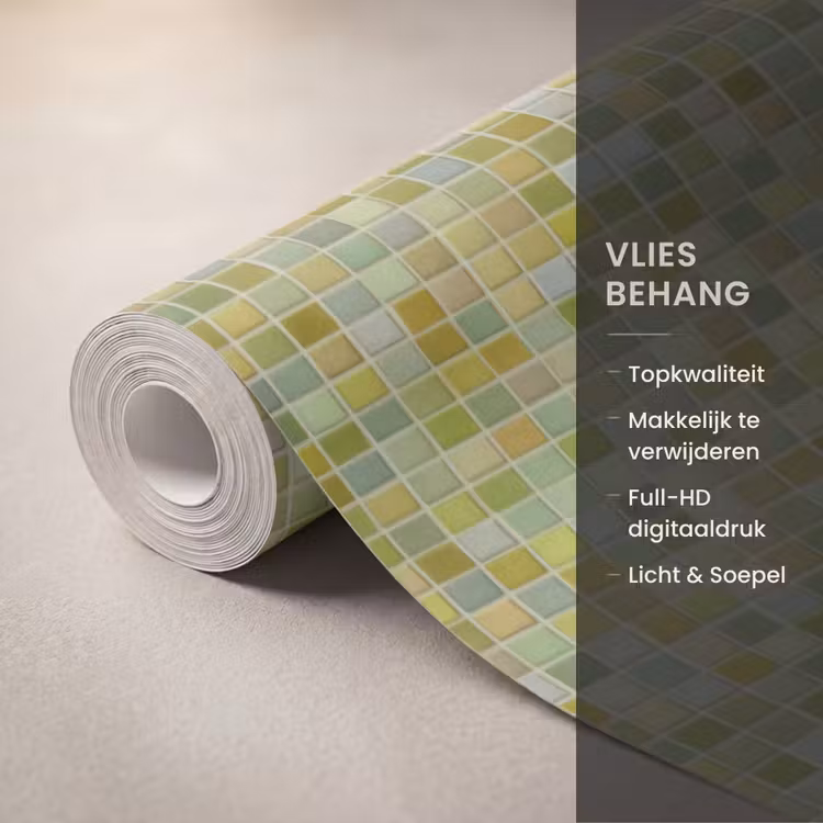 Behang - Mozaïek - Patroon - Groen — 3