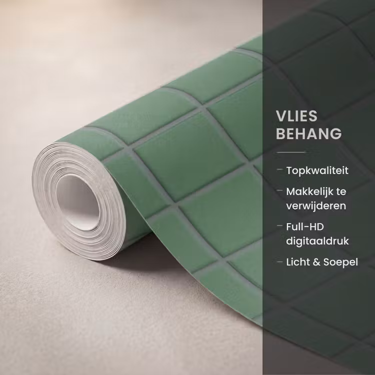 Behang - Patroon - Tegels - Groen — 3