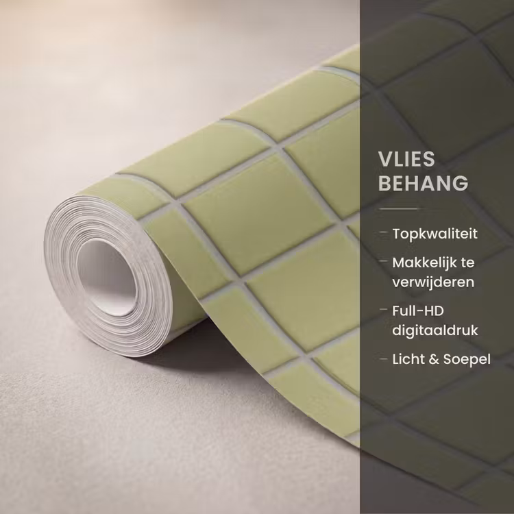 Behang - Tegel - Patroon - Olijfgroen — 3