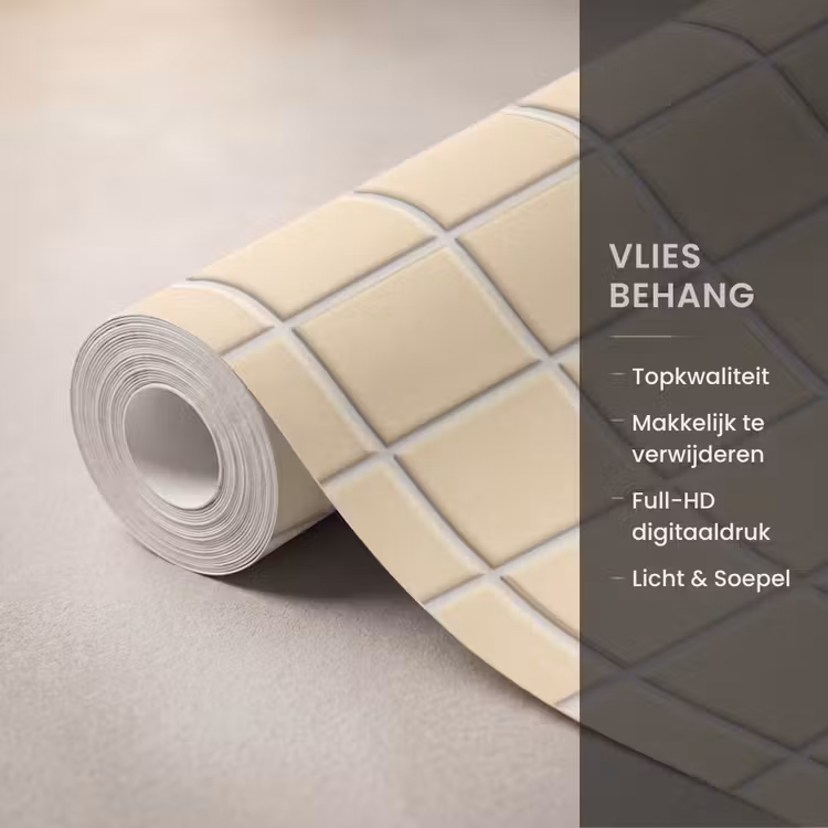 Behang - Tegels - Patroon - Crème — 3
