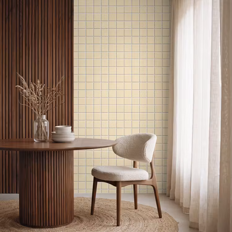 Behang - Tegels - Patroon - Crème — 4