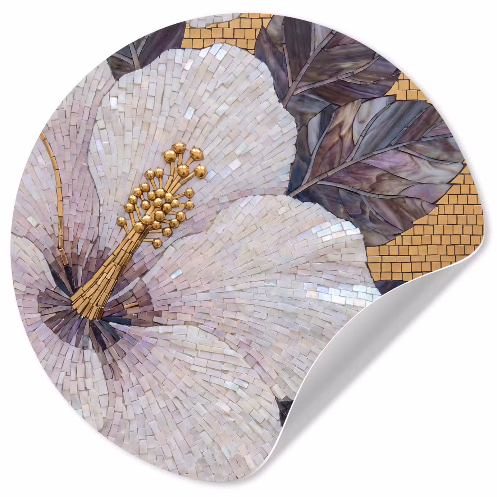 Behangcirkel - Bloemen - Mozaïek - Kunst - Modern - Goud — 1