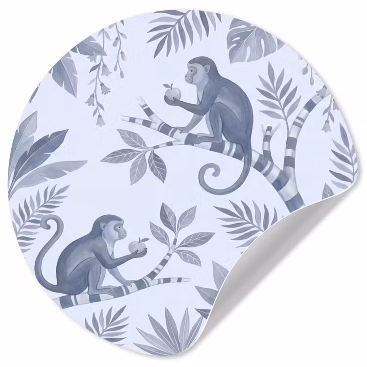 Behangcirkel - Aap - Boom - Bladeren - Jungle - Illustratie — 1
