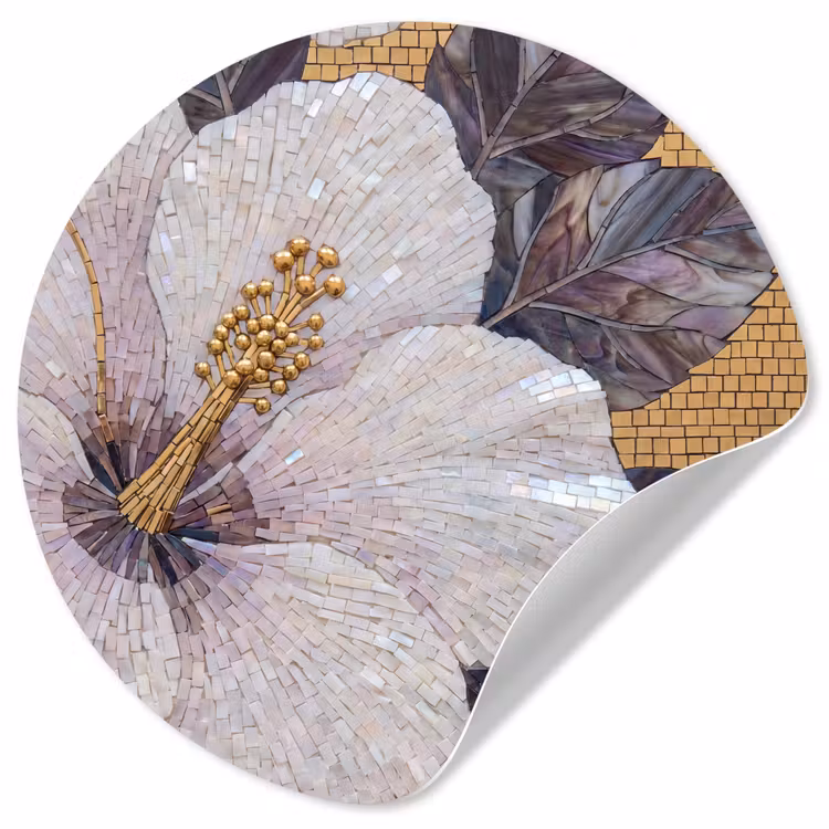 Behangcirkel - Bloemen - Mozaïek - Kunst - Modern - Goud — 1