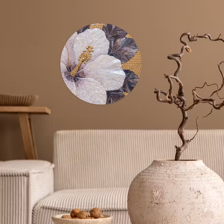 Behangcirkel - Bloemen - Mozaïek - Kunst - Modern - Goud — 2