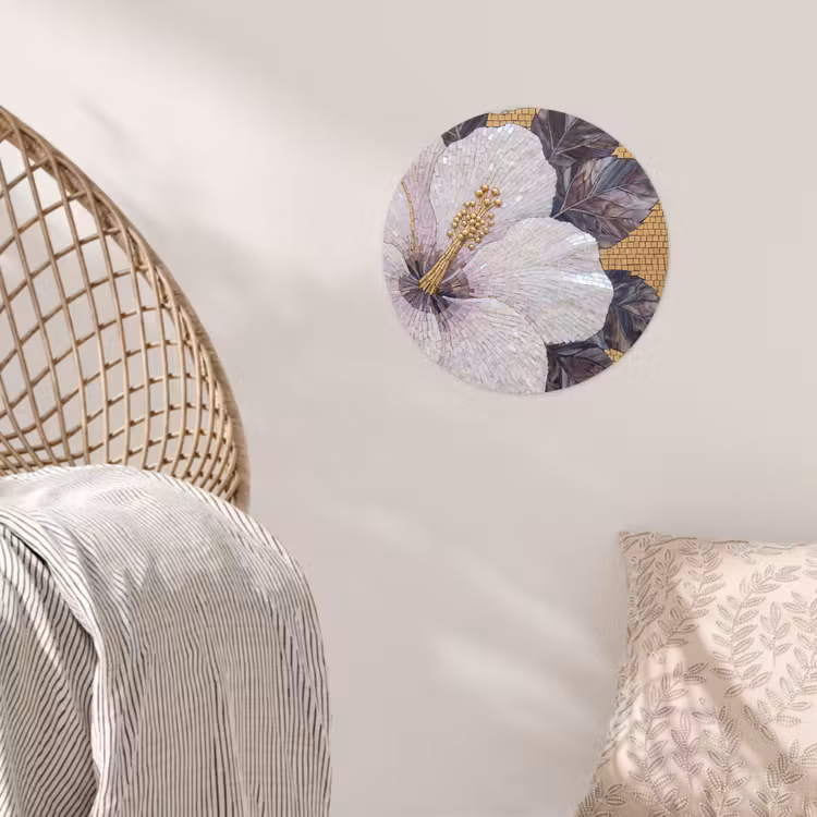 Behangcirkel - Bloemen - Mozaïek - Kunst - Modern - Goud — 5