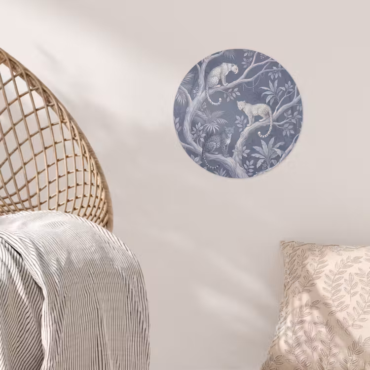 Behangcirkel - Dieren - Jungle - Illustratie - Bomen - Blauw — 5